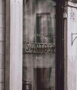 Restaurant Santos Bar Vinyl Window Graphics In Greenboro - The Carolina Sign Smith
