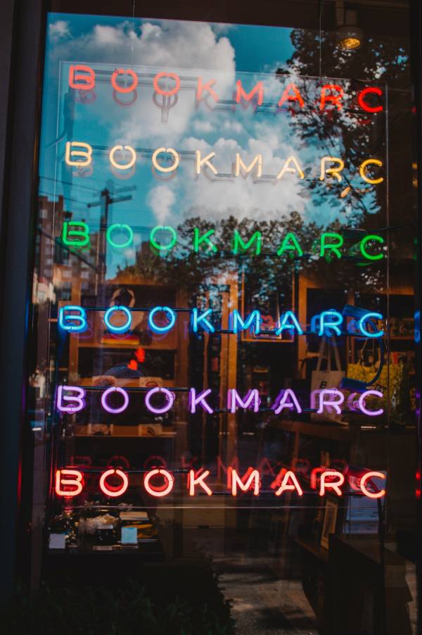 neon letters on store window