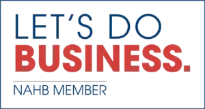 Image featuring the text "LET'S DO BUSINESS. NAHB MEMBER" with bold, colorful typography on a white background.