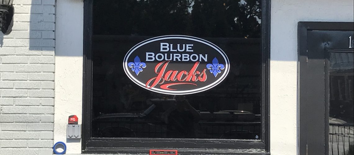 Blue Bourbon Jacks Custom Window Graphics In Greensboro, NC - The Carolina Signsmith